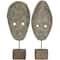 Gray Polystone Handmade Carved Mask Sculpture Set